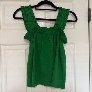 Ruffled Green Sleeveless Top